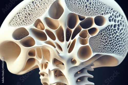 creation of osteoporosis bone microstructure for medical research and visualization on Adobe Stock photo