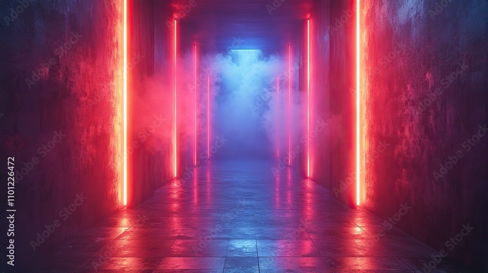Fototapeta premium glowing neon hanging lines rendering