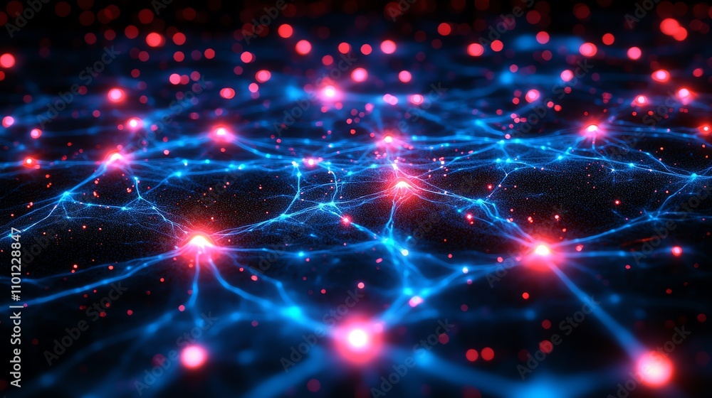 Abstract digital connection network with glowing nodes and lines on a dark background. Abstract digital connection network with glowing nodes and lines on a dark background.