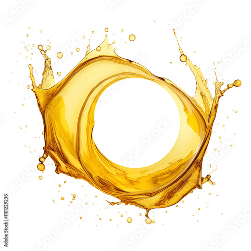 golden yellow wine splash isolated on transparent white background, clipping path