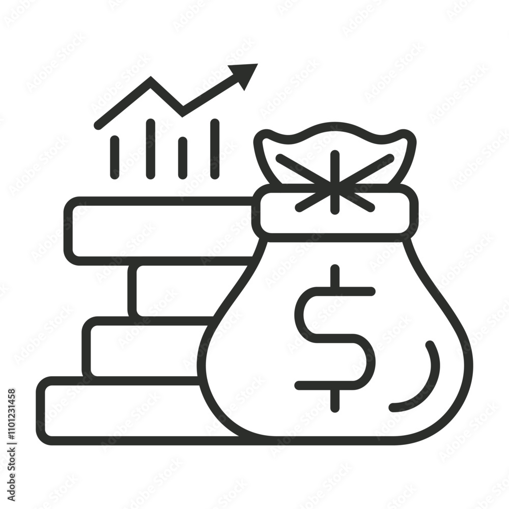Money growth icon, Trading symbol outline icon, editable vector illustration and transparent graphic element. Isolated on white background Money growth icon, Trading symbol outline icon, editable vector illustration and transparent graphic element. Isolated on white background