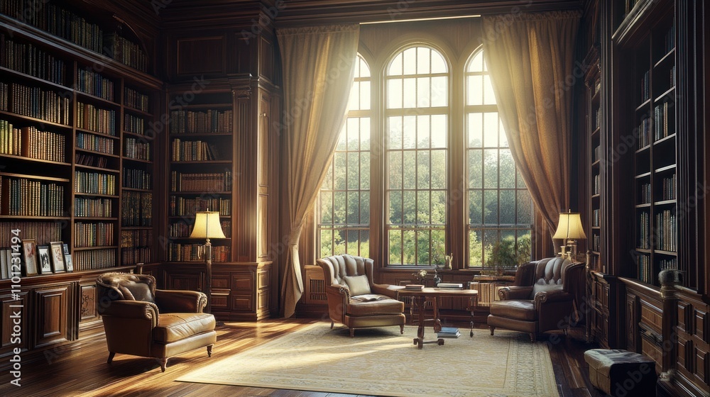 A Luxurious Reading Nook in a Grand Library A Luxurious Reading Nook in a Grand Library