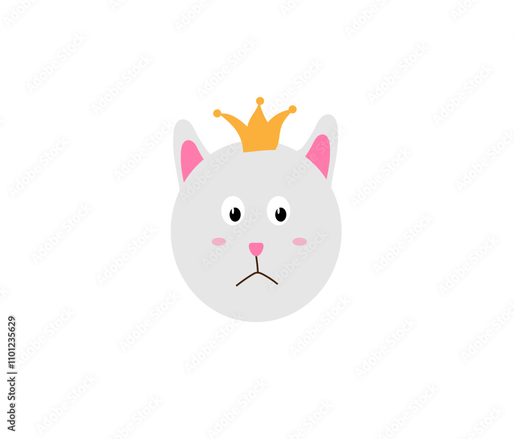 Obraz premium grey head cat with a crown