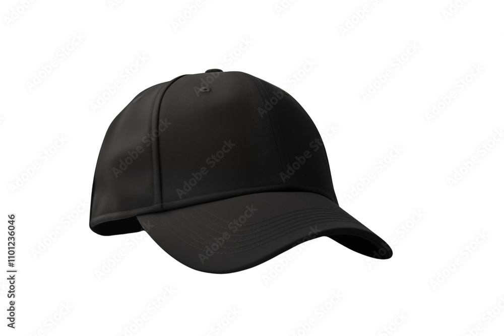 Fototapeta premium Blank black cap isolated on transparent background. Generative ai