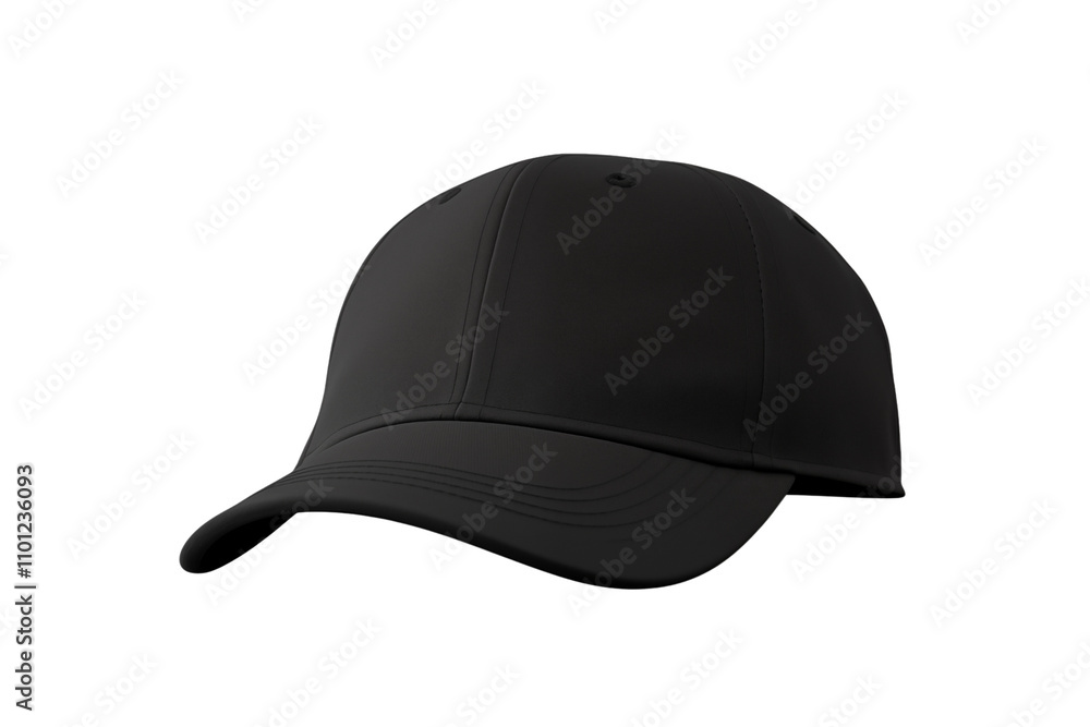 Fototapeta premium Blank black cap isolated on transparent background. Generative ai