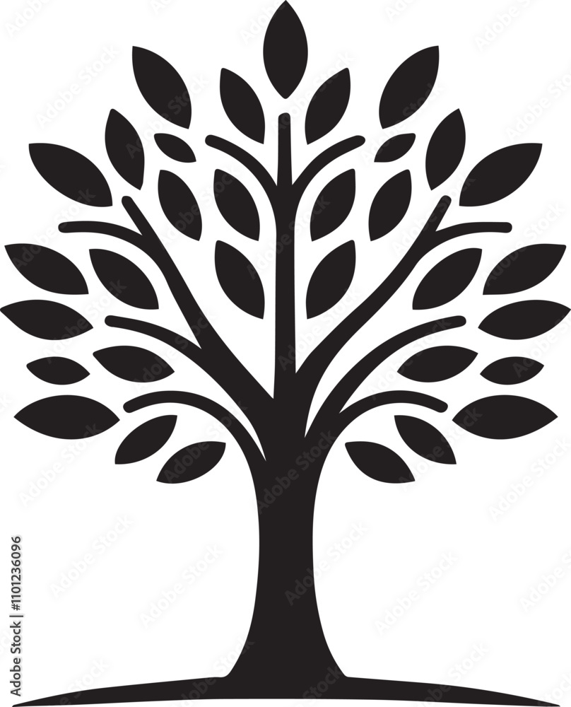 Obraz premium Botanic tree logo mark design. Organic nature icon. Natural plant emblem