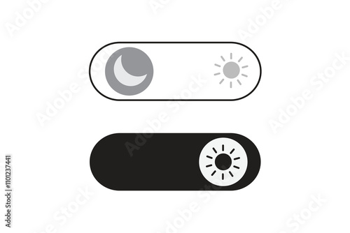 Both light and dark modes black and white day and night buttons