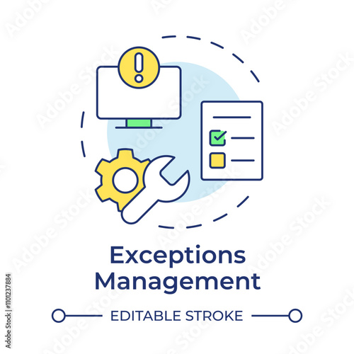 Exceptions management multi color concept icon. Checklist, compliance. Financial accountability. Round shape line illustration. Abstract idea. Graphic design. Easy to use in infographic, presentation