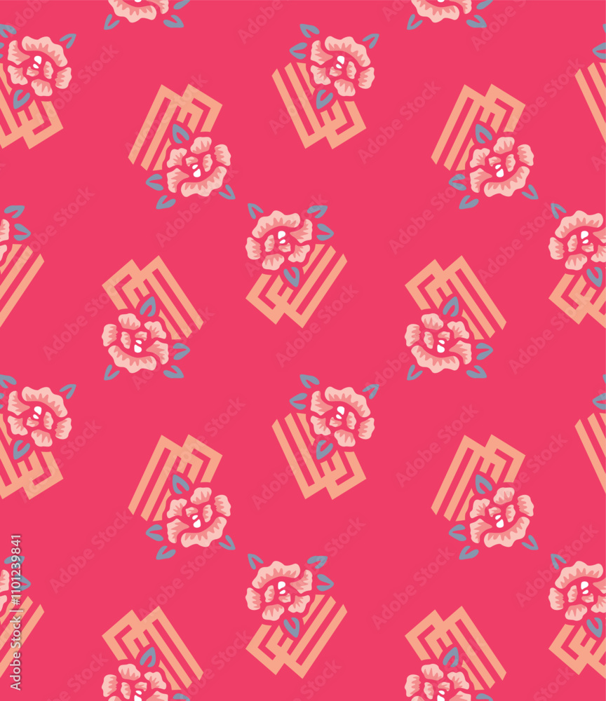 Japanese Flower Leaf Motif Vector Seamless Pattern Japanese Flower Leaf Motif Vector Seamless Pattern