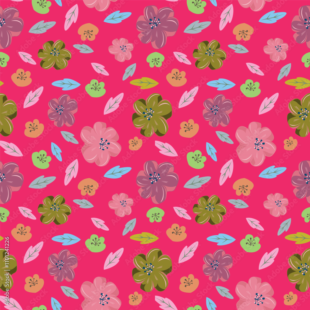 Fototapeta premium Seamless flowers pattern, floral print.