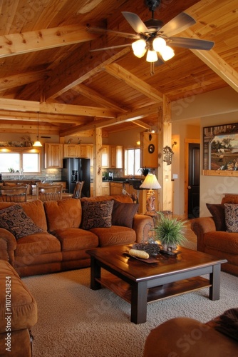 Wallpaper Mural Cozy Cabin Interior with Wooden Beams and Rustic Furniture Torontodigital.ca