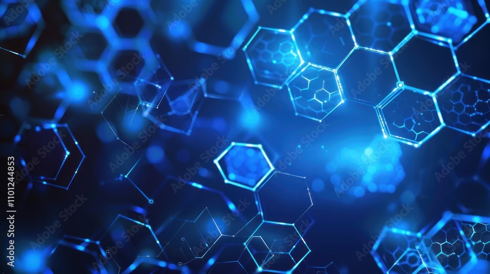 Obraz premium Abstract Blue Hexagon Pattern, Futuristic Technology Background