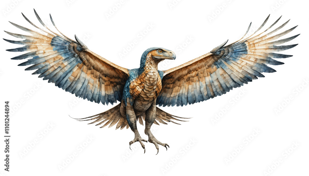 Fototapeta premium Watercolor painting of a dinosaur from the Cretaceous era isolated on white background.