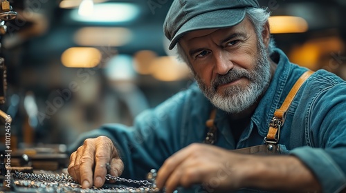 male jeweler s hands polishing silver chain in his jewelry making studio a competent self assured jeweler using tools in a worksho photo