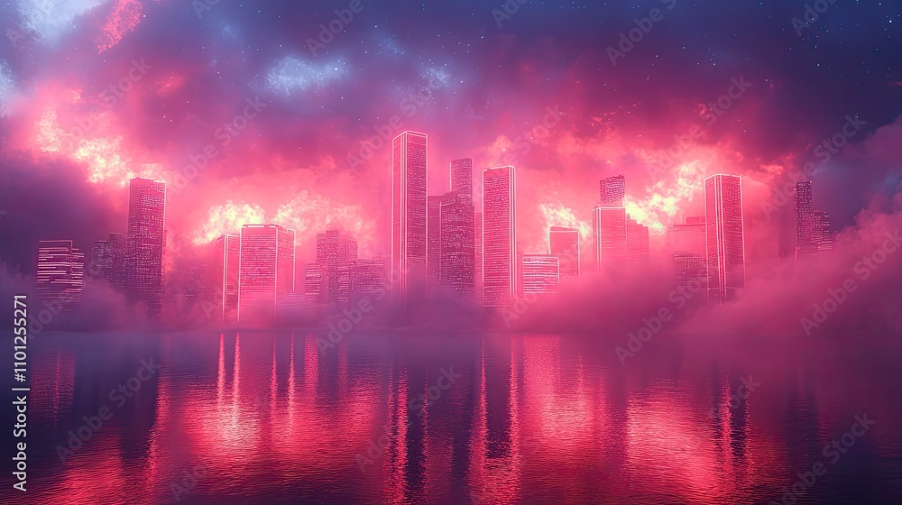 Fototapeta premium neon line with smog background rendering