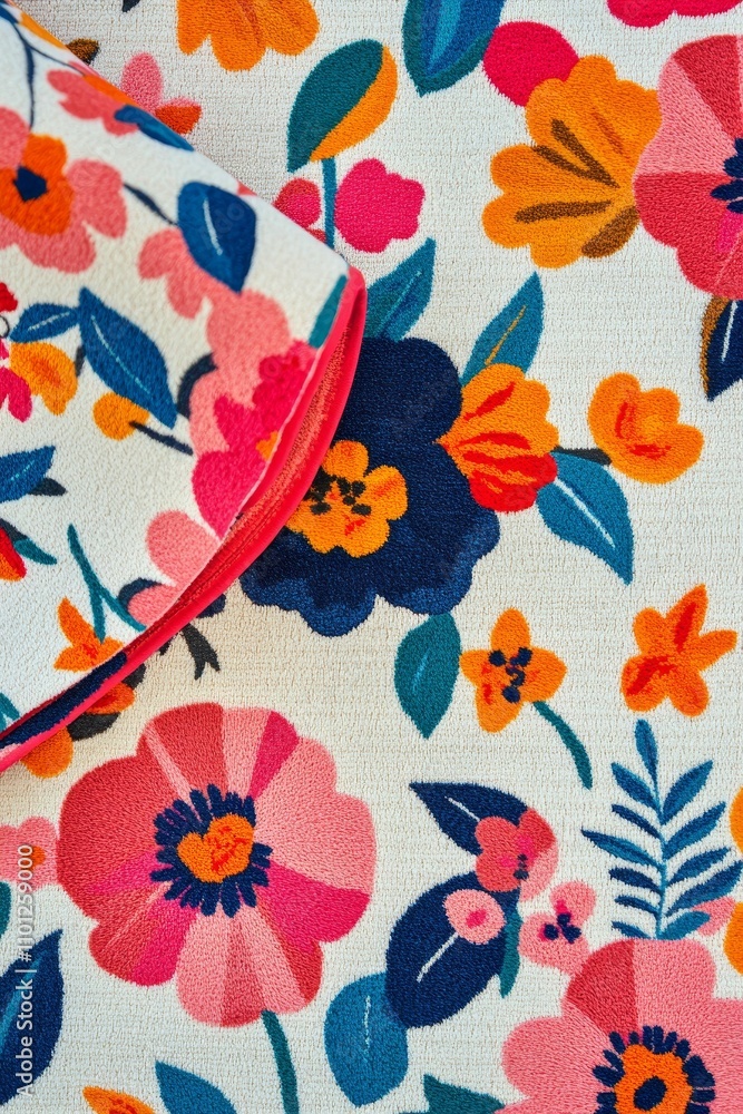Obraz premium Colorful floral bath mat, plush texture.