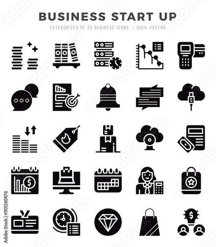 Business Start Up web icons in Glyph style.