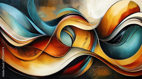 Abstract composition with elegant, flowing lines and luxurious colors, creating a unique and impressive artwork