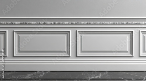 Fototapeta Naklejka Na Ścianę i Meble -  realistic wall skirting trim molding and moulding cornice for the house white skirting ceiling border panels interior baseboards and plaster stucco trim molding boards with frieze