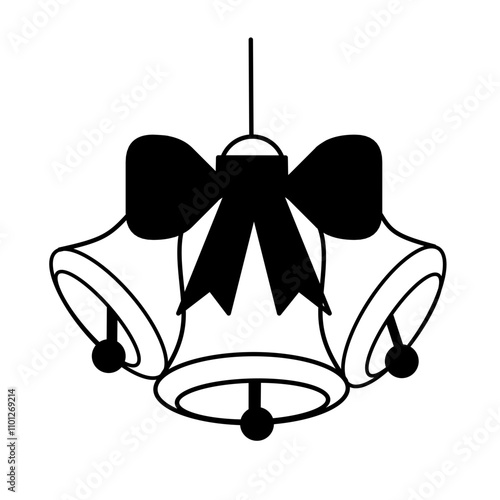 illustration of jingle bell fir christmas tree