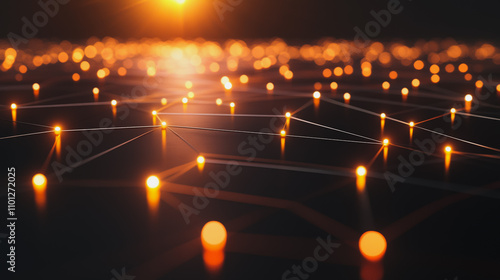 Abstract business connection of lines from nodes It is connected to endless nodes and represents the innovation of communication in the network.

