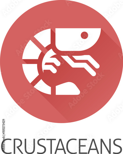 A prawn shrimp crustacean food stylised icon. Possibly an icon for the allergen or allergy or a seafood concept.