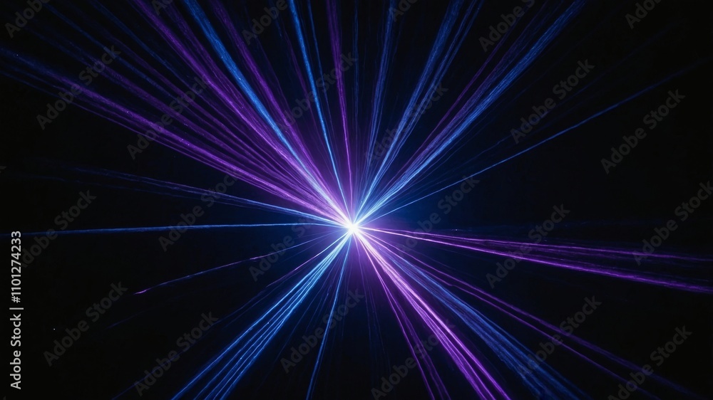 Bright laser lights emanating blue and violet beams Bright laser lights emanating blue and violet beams