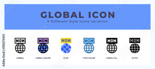Global icon vector design illustration in trendy style
