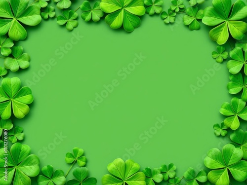 saint patricks day green clover border with empty space, border, frame