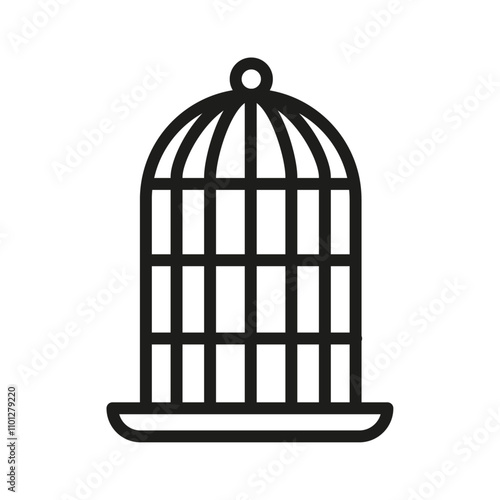 Bird cage icon Simple thin line flat symbol