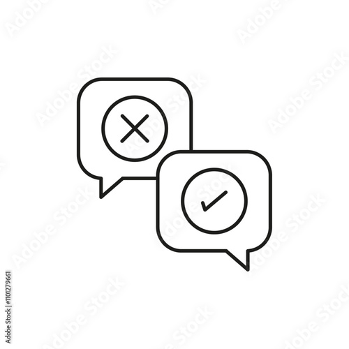 Check false or true icon Simple thin line flat symbol