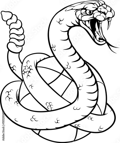 A rattlesnake snake basketball ball team cartoon animal sports mascot