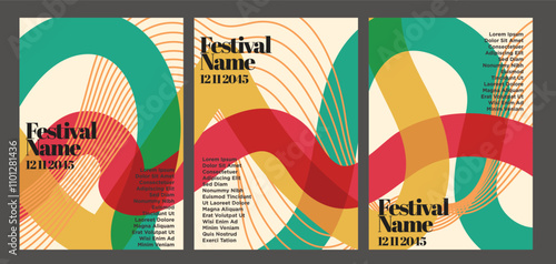 Boho-Inspired Vintage Abstract Poster Pack. vintage abstract poster set vector illustration