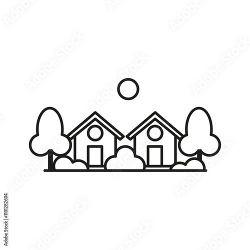 Neighborhood icon Simple thin line flat symbol