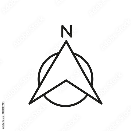 North icon Simple thin line flat symbol