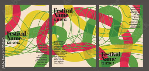 Serene Color Vintage Abstract Poster Pack. vintage abstract poster set vector illustration
