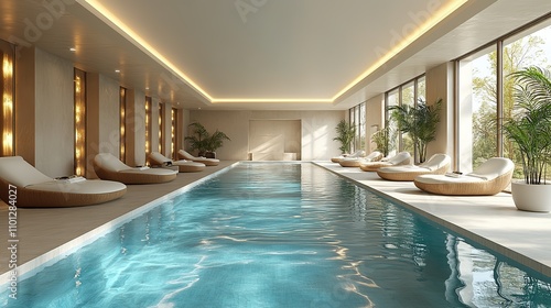 swimming pool with blue water inside rendering