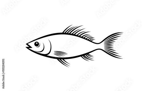 Icon depicting fish or seafood in line art for food apps and websites.