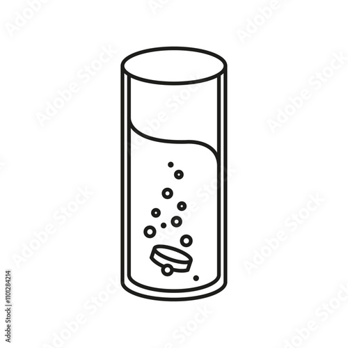 Soluble tablet icon Simple thin line flat symbol