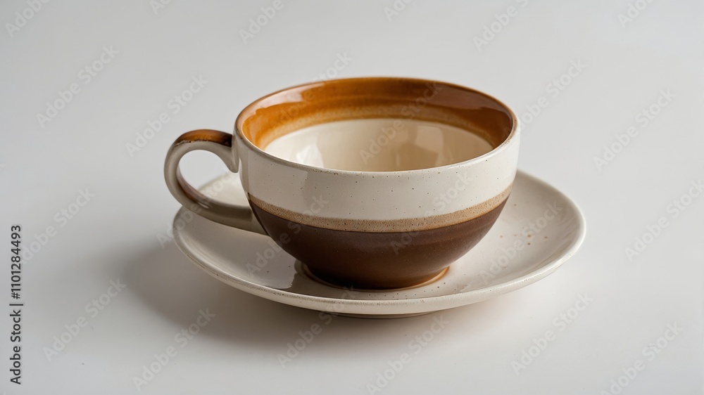 Obraz premium Cream and brown ceramic cup for kitchen decor