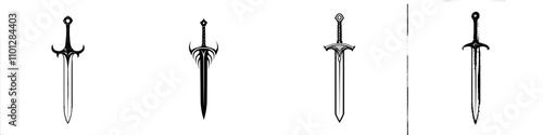Icon of a long sword or claymore blade, flat design, suitable for games and websites.