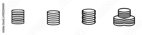 Flat icon of a stack of coins or casino chips for games and apps.
