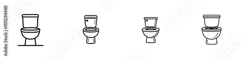 Line art icon of a bathroom/restroom toilet seat for use in apps and websites.