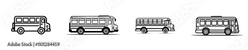 Flat icon of a school bus or school bus transportation vehicle for apps and websites.