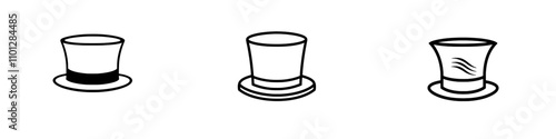 Line art icon of a magician's top hat or high hat for apps and websites.