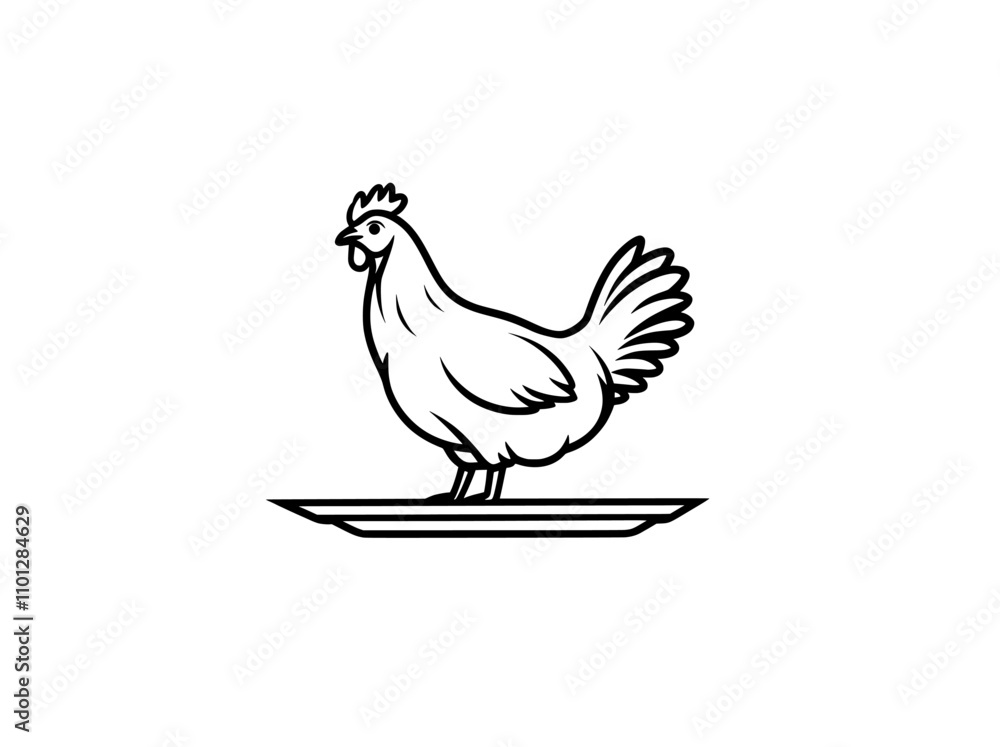 Fototapeta premium Line art icon of a Thanksgiving turkey dinner on a plate, suitable for apps and websites.