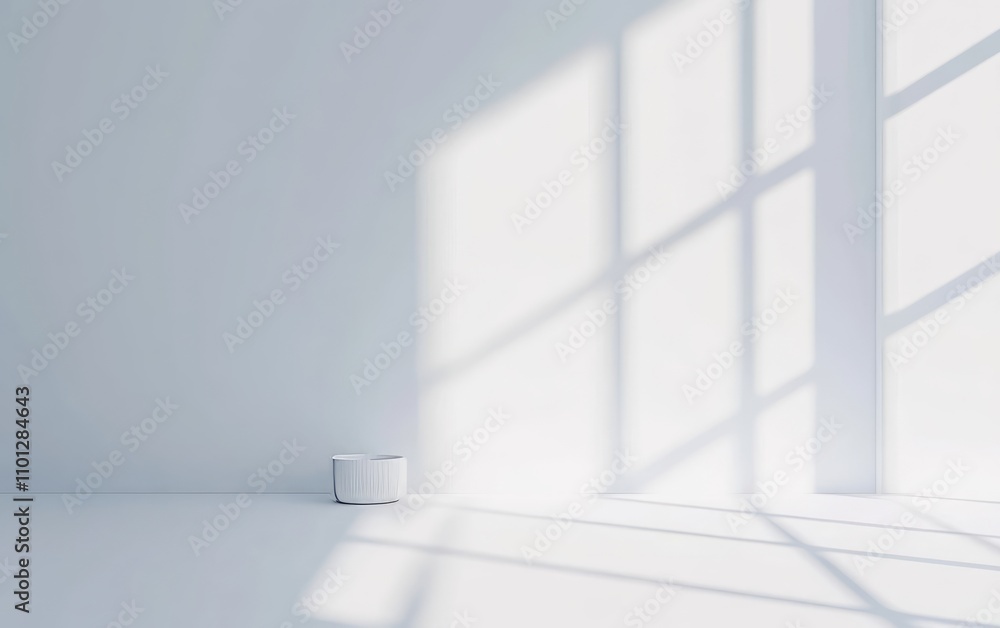 Fototapeta premium Empty White Room with Sunlight Shadows