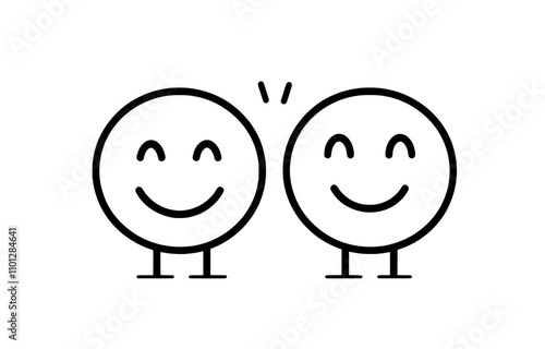 Flat modern color icon of happy and sad emoji smiley faces for apps and websites.