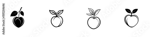 A modern flat icon of a peach or nectarine with a leaf, suitable for food apps and websites.