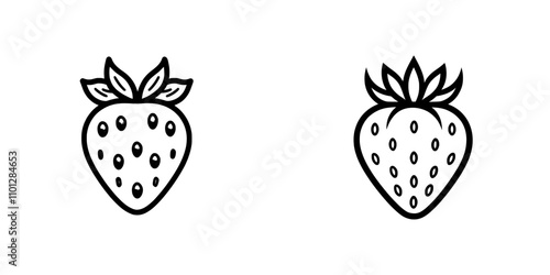 A flat, modern icon featuring garden strawberry fruit or strawberries, designed for food apps and websites.